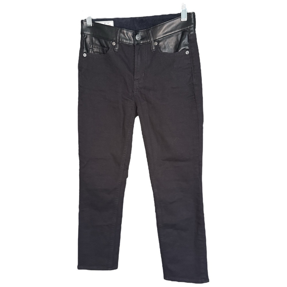 GAP Women’s Black Denim and Faux Leather Skinny Jeans size 25